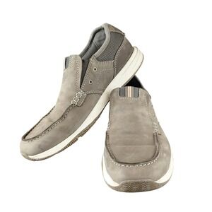 Clarks Collection Mens Grey Leather Slip On Loafers Moc Toe S1737501 Size 10.5 M